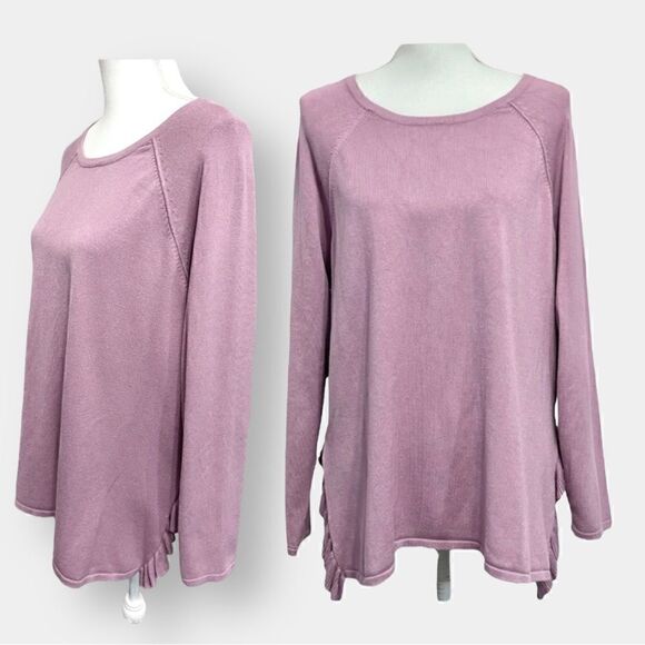 Avenue Mauve Pink Ruffle Sweater Sz 2X - Picture 2 of 11